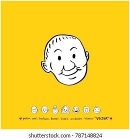 Character expression / Hand drawn face illustrations - vector