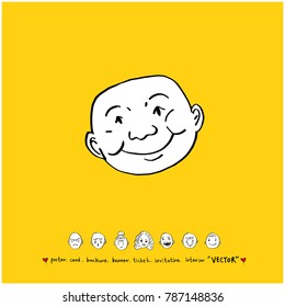 Character expression / Hand drawn face illustrations - vector