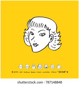 Character expression / Hand drawn face illustrations - vector