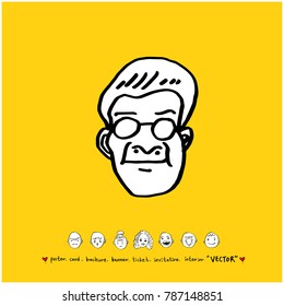 Character expression / Hand drawn face illustrations - vector