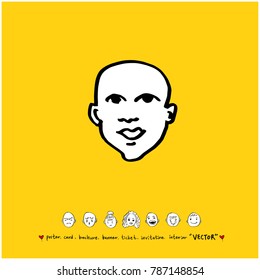 Character expression / Hand drawn face illustrations - vector