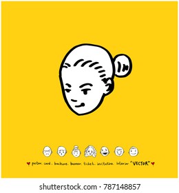 Character expression / Hand drawn face illustrations - vector
