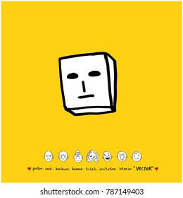 Character expression / Hand drawn face illustrations - vector