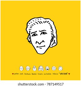 Character expression / Hand drawn face illustrations - vector