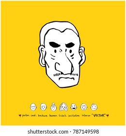 Character expression / Hand drawn face illustrations - vector