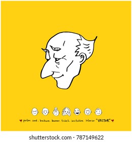 Character expression / Hand drawn face illustrations - vector