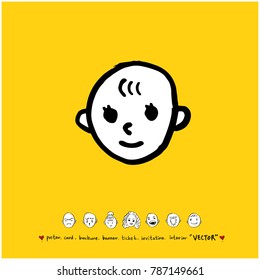 Character expression / Hand drawn face illustrations - vector