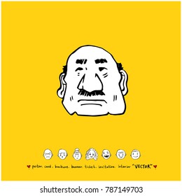Character expression / Hand drawn face illustrations - vector