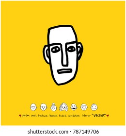 Character expression / Hand drawn face illustrations - vector