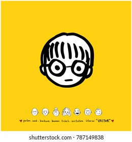 Character expression / Hand drawn face illustrations - vector