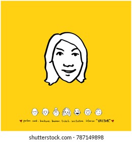 Character expression / Hand drawn face illustrations - vector