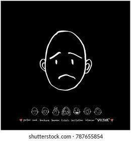 Character expression / Hand drawn face illustrations - vector
