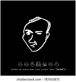 Character expression / Hand drawn face illustrations - vector