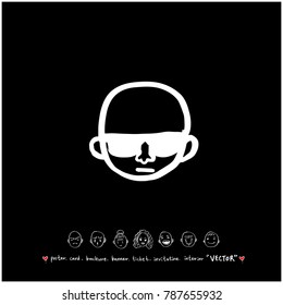 Character expression / Hand drawn face illustrations - vector