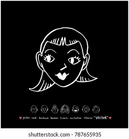 Character expression / Hand drawn face illustrations - vector