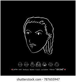 Character expression / Hand drawn face illustrations - vector