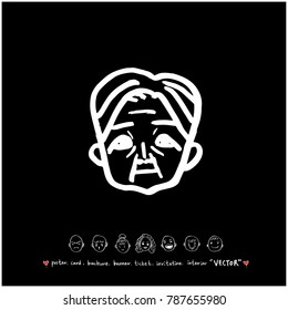 Character expression / Hand drawn face illustrations - vector