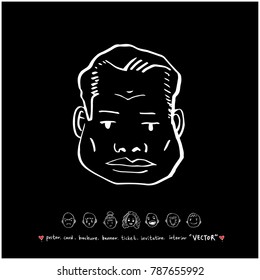 Character expression / Hand drawn face illustrations - vector