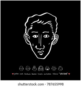 Character expression / Hand drawn face illustrations - vector