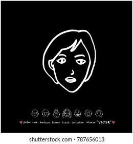Character expression / Hand drawn face illustrations - vector