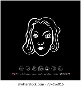 Character expression / Hand drawn face illustrations - vector