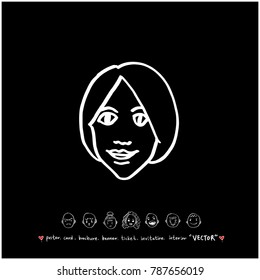 Character expression / Hand drawn face illustrations - vector