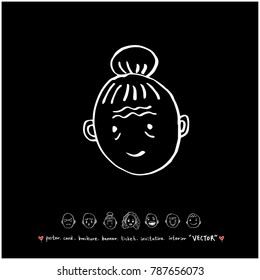 Character expression / Hand drawn face illustrations - vector