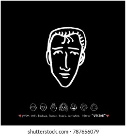 Character expression / Hand drawn face illustrations - vector