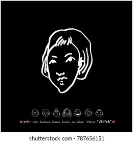 Character expression / Hand drawn face illustrations - vector