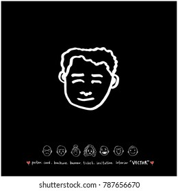 Character expression / Hand drawn face illustrations - vector