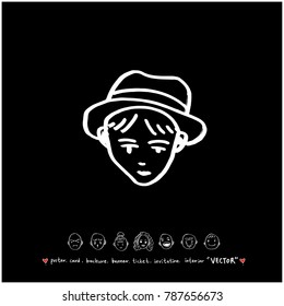 Character expression / Hand drawn face illustrations - vector