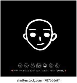Character expression / Hand drawn face illustrations - vector