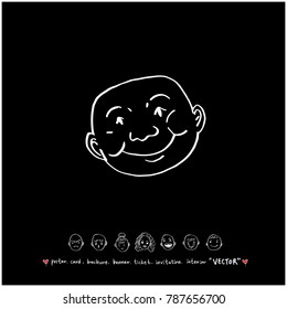 Character expression / Hand drawn face illustrations - vector