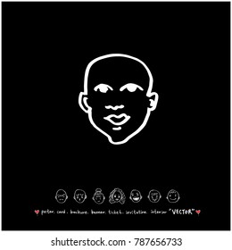 Character expression / Hand drawn face illustrations - vector