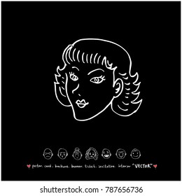 Character expression / Hand drawn face illustrations - vector