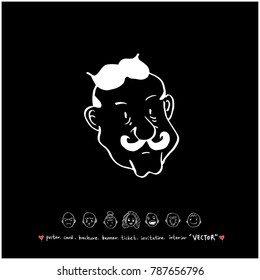 Character expression / Hand drawn face illustrations - vector