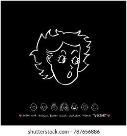 Character expression / Hand drawn face illustrations - vector