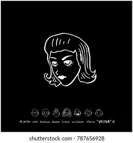 Character expression / Hand drawn face illustrations - vector