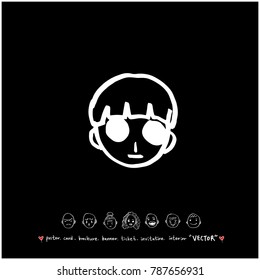 Character expression / Hand drawn face illustrations - vector