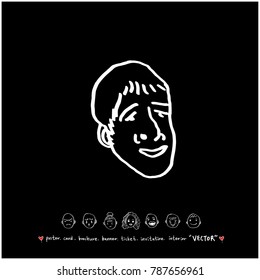 Character expression / Hand drawn face illustrations - vector
