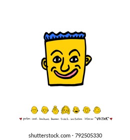Character expression / Hand drawn face illustrations - vector