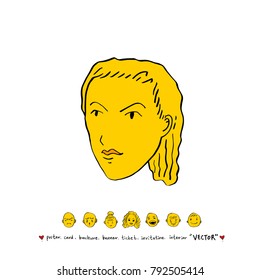 Character expression / Hand drawn face illustrations - vector