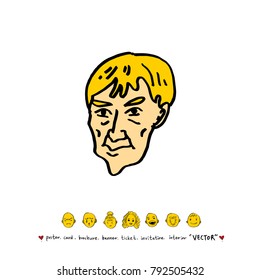 Character expression / Hand drawn face illustrations - vector