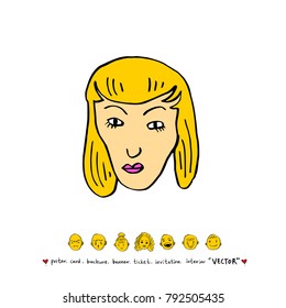 Character expression / Hand drawn face illustrations - vector