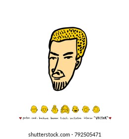 Character expression / Hand drawn face illustrations - vector
