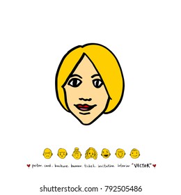 Character expression / Hand drawn face illustrations - vector