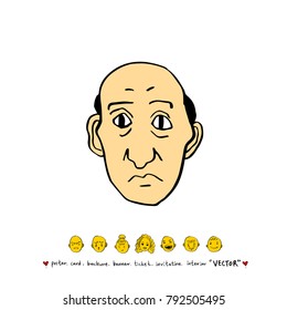Character expression / Hand drawn face illustrations - vector