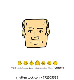 Character expression / Hand drawn face illustrations - vector