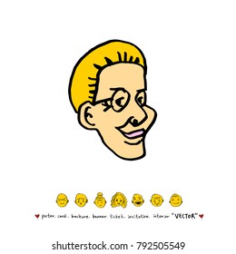 Character expression / Hand drawn face illustrations - vector