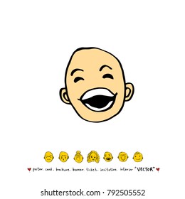 Character expression / Hand drawn face illustrations - vector